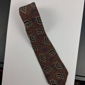 Guy Laroche Brown and Blue Geometric Tie